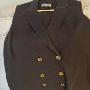 Marled Black Double-Breasted Vest knit